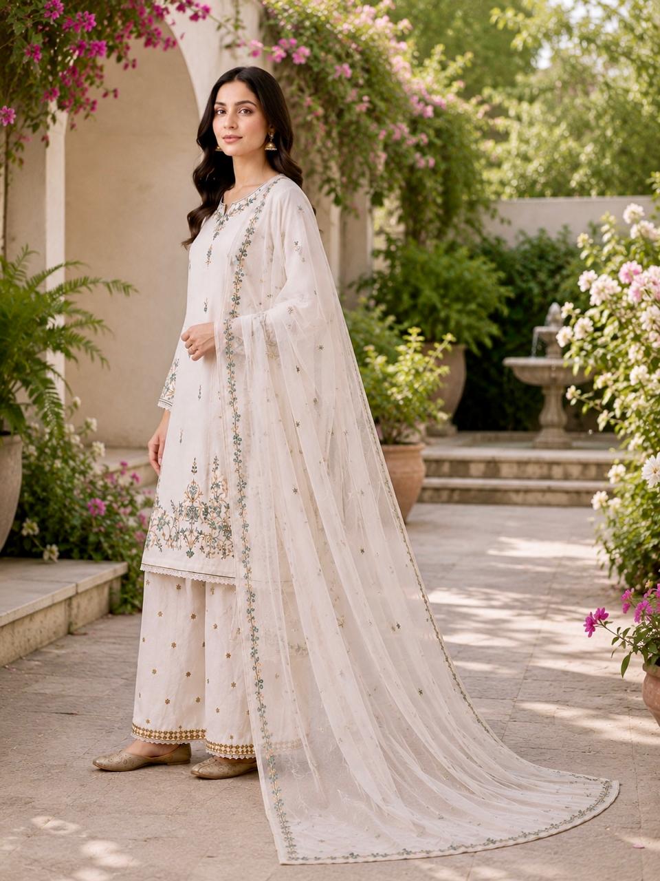 Moonlight Embroidered Lawn Dress
