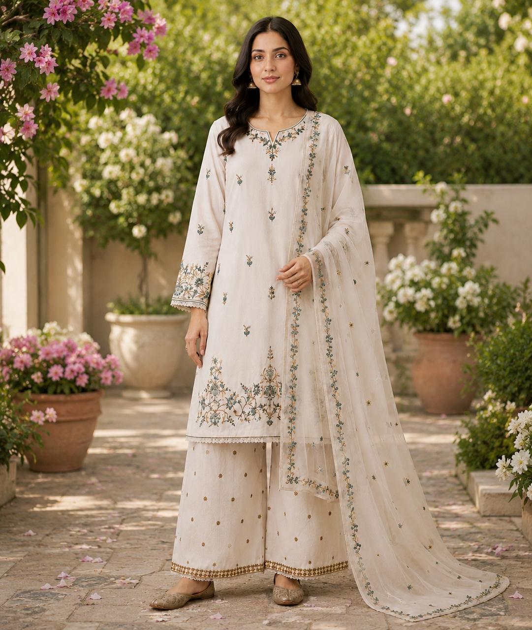 Moonlight Embroidered Lawn Dress