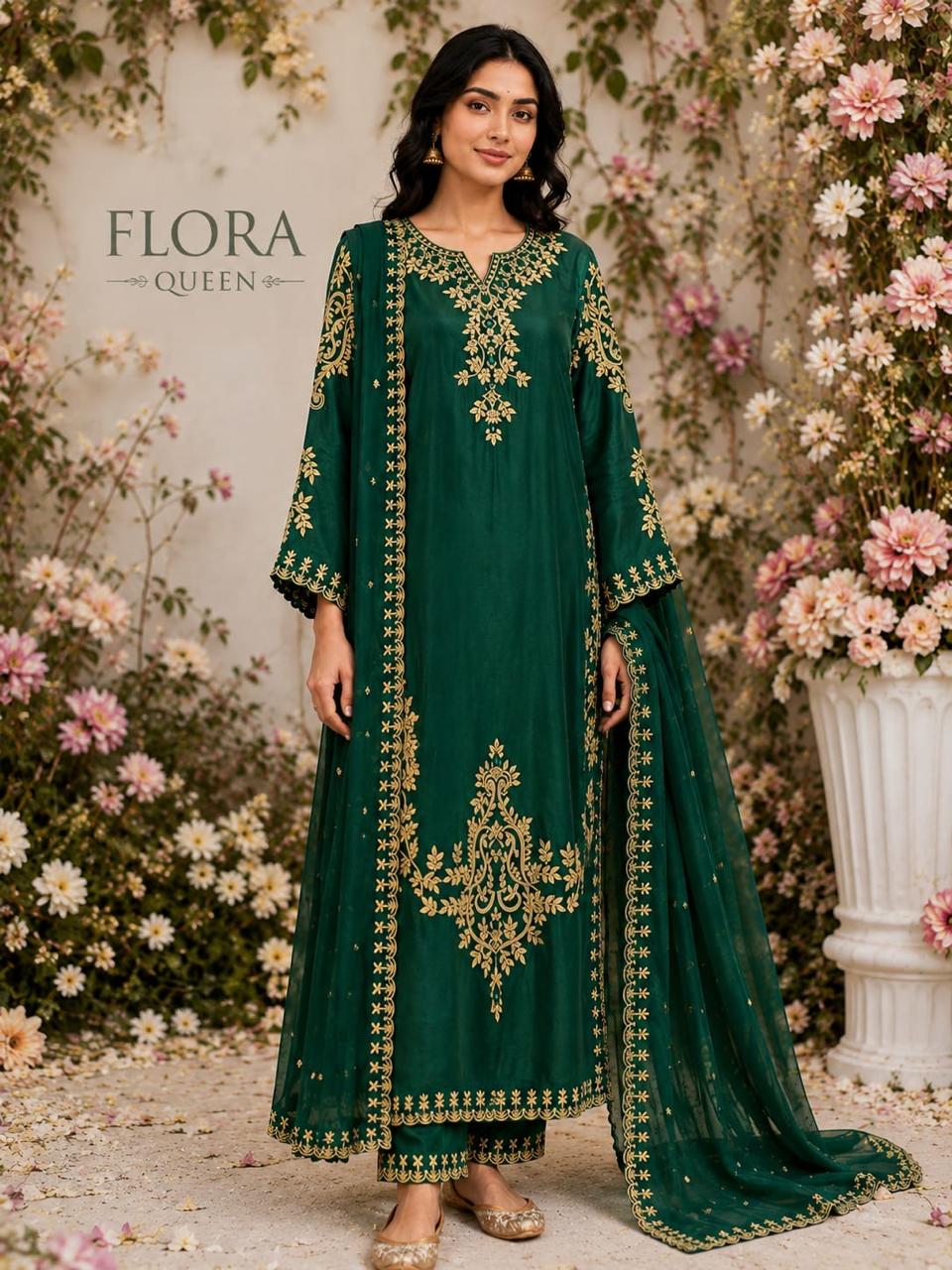 3 Piece Tussel Silk Embroided Suit